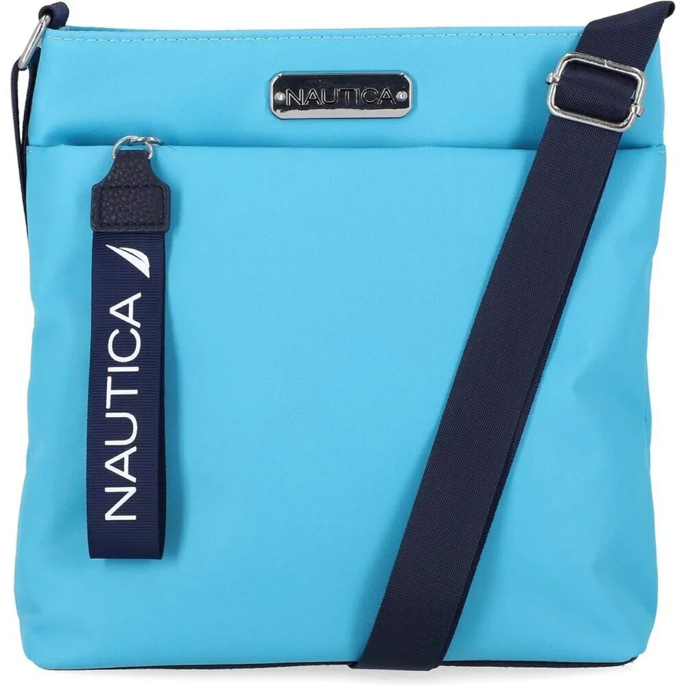 Women's Scuba Blue Nylon Crossbody Bag Purse with Adjustable Shoulder Strap